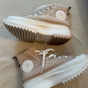 Converse Beige Sherpa High-Top Sneakers